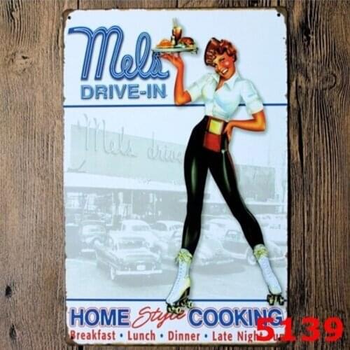 "Mels Drive-in" Car Hop,Tin Sign, Hot Rod, Street Rod, Man Cave, Home Decor