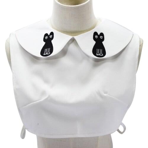 White & Black Tie Vintage Detachable Collar False Collar Lapel Blouse Top Women pointed Peter Pan collar clothes accessaries