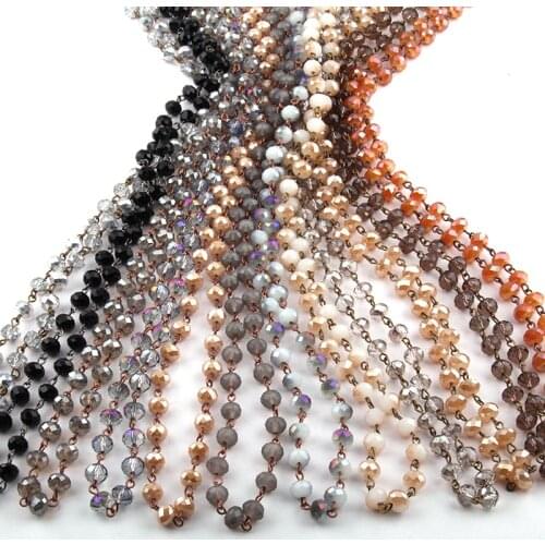 Free Shipping Fashion Bohemian Tribal Jewelry 5*8 Crystal Rosary Chain Glass Necklace