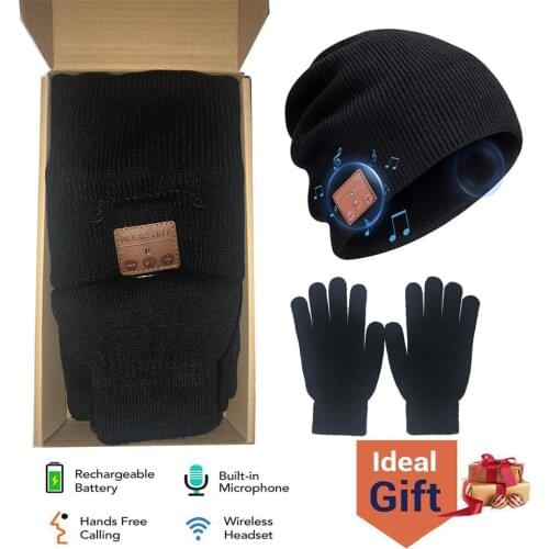 Wireless Bluetooth Headphone Stereo Smart Music Hat for Smart Phones +Touch Screen Gloves Gift Package, Best Christmas Gifts