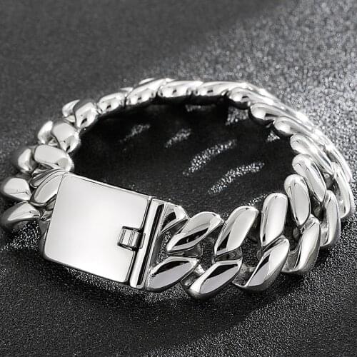 Titanium Bracelet Men Polished Stainless Steel Mens On Hand Bands Chain Bracelets Male Jewellery Iron Mannen Armband Wholesale