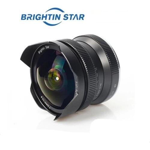 Brightin Star 7.5mm F2.8 Ultra Wide Angle Fisheye Manual Focus Mirrorless Camera Lens for Canon EF-Mount M