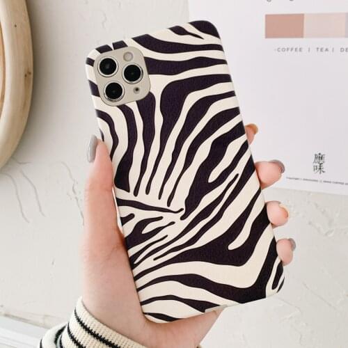 Cartoon Zebra Pattern Phone Case For iPhone 12 11 Pro Max X XR XS 7 8 Plus 12 Mini Soft Leather Leopard Shockproof Back Cover