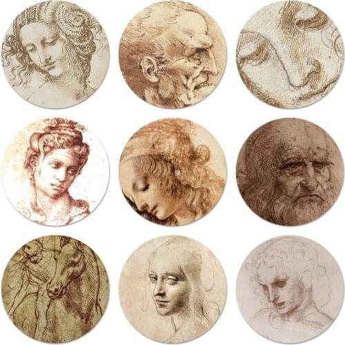 Italy leonardo da vinci art Icons Pins Badge Decoration Brooches Metal Badges For Backpack Decoration