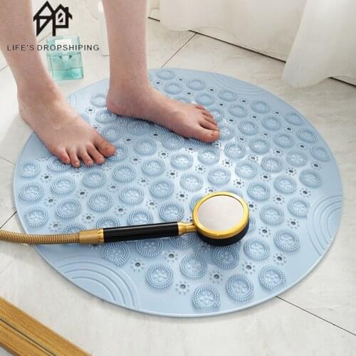 55cm PVC Round Bathroom Non-slip Mat Hydrophobic Quick-drying Shower Room Hydrophobic Suction Pad Bathroom Massage Foot Mat