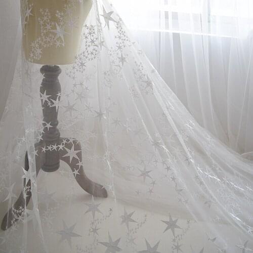 Fashion star embroidery lace high-end wedding dress clothing clothes diy fabric ivory white width 145 cm