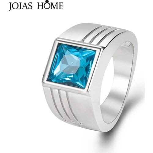 Joiashome Classic Silver 925 Jewelry Ring With Zircon Gemstone Men Ring Accessories For Wedding Engagement Party Gift Wholesale