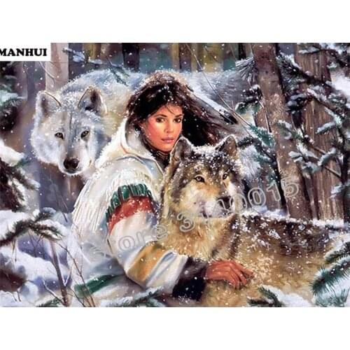 Diamond embroidery kits diy 5d diamond painting animals mosaic pattern picture of rhinestones crystals Beauty and wolf BFC089