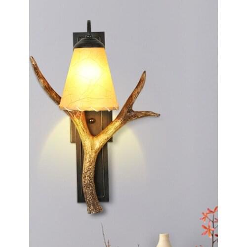 Retro Tree Wall Lamp American Country Parchment Lampshade Sconce Light Foyer Study Dining Room Bedside Cafe Villa Corrider Bra