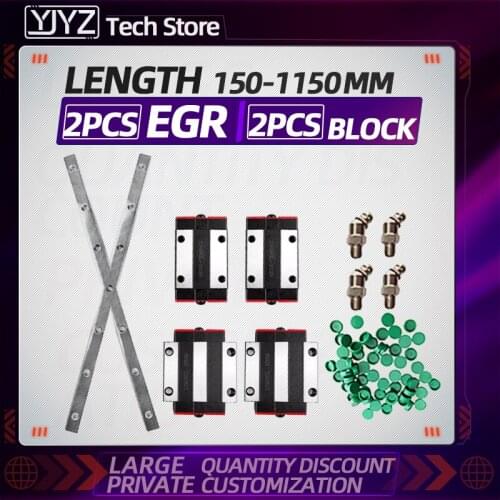 2PCS low linear guide rail + 2PCS slider EGH15 / 20/25 / 30CA / EGW15 / 20/25 / 30CC, high precision, length = 150MM-1150MM