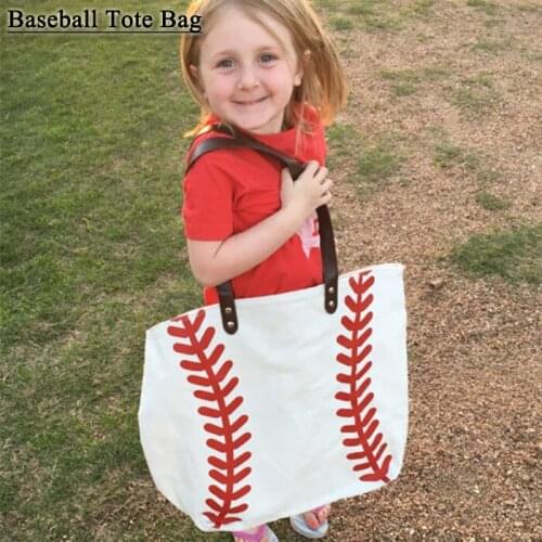 Personalized Monogrammed Large Canvas Softball Tote Bag