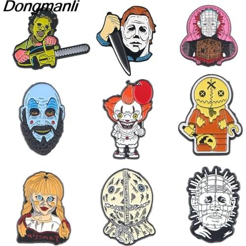 PF042 Dongmanli Halloween Ghost Cool Hard Enamel Pin Brooches Metal Brooch Pins Badge backpack bag Collar Creative Jewelry