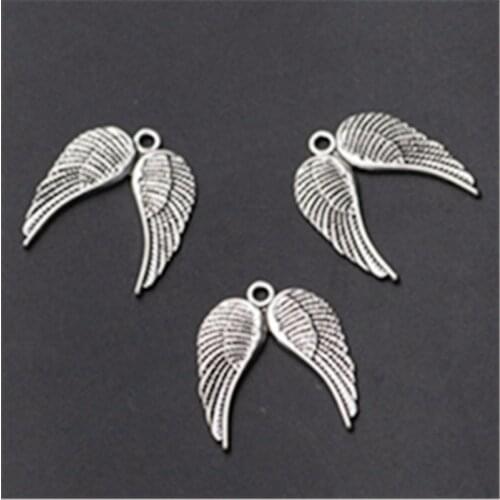 20pcs Silver Plated Angel Wings Glamour Alloy Pendants For Earring Bracelet DIY Metal Jewelry Handmade Accessories 21*18mm A908