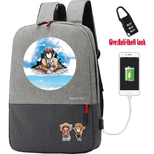Anime Bungou Stray Dogs backpack Men Women Travel Laptop Shoulder Bag teenagers School bookbag Anti-theft USB Charging