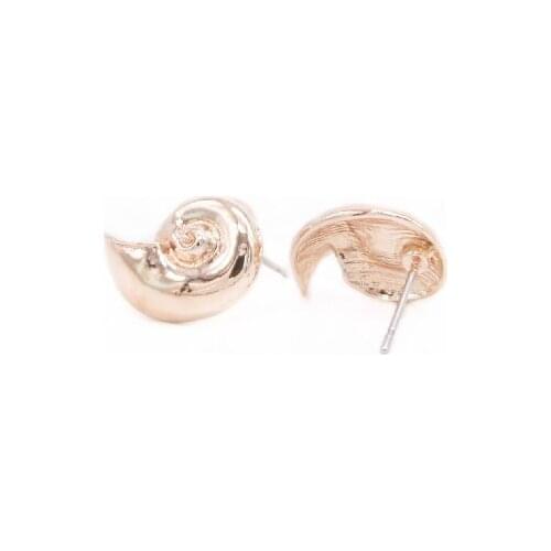 Trendy Conch Stud Cute Snail Shell Pattern Earrings Gold White Rose Three Color Optional Suitable for Men And Women