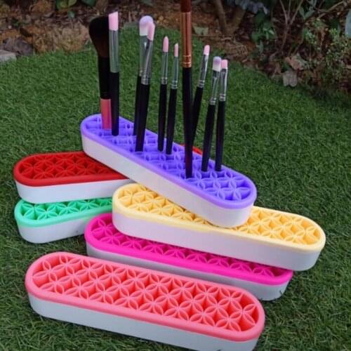 Silicone Nail Pen Holder Organizer Makeup Brush Display Stand Rack Storage Case