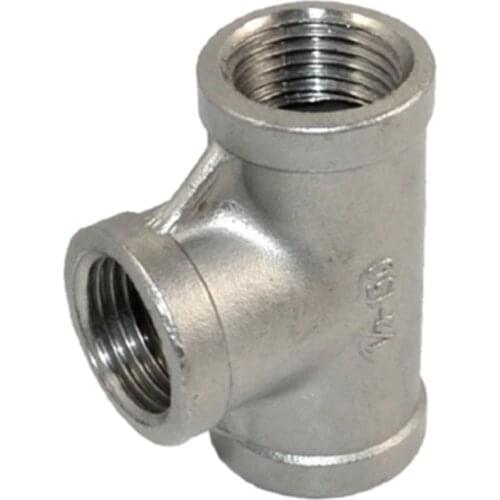 SS304 Stainless Steel Female Threaded 3 Way Tee T Pipe Fitting 1/8" 1/4" 3/8" 1/2" 3/4" 1" 1-1/4" 1-1/2" 2" BSP Threaded