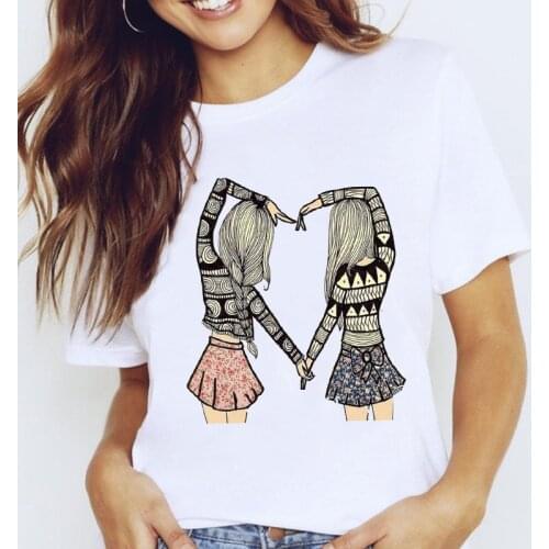 Women Graphic Mujer Camisetas Fashion Sister Friends Love Cartoon Lady Clothes Tops Clothing Tees Print Female Tshirt T-Shirt