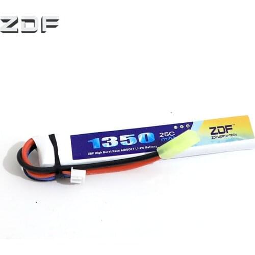1pcs ZDF Power RC Lipo battery 7.4V 1350MAH 25C 3S AKKU Mini Airsoft Gun Battery RC model 50C