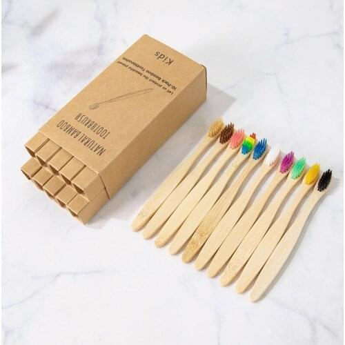10PCS Colorful Natural Bamboo Toothbrush Set Soft Bristle Charcoal Teeth Whitening Bamboo Toothbrushes Soft Dental Oral Care