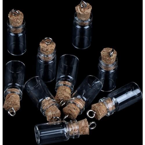 10Pcs Mini Durable Glass Bottles Small Vials Cork Glass Jars Multi Usage Cork Wish Glass