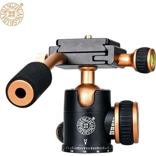 2018 Hot QZSD pro aluminium alloy camera tripod head and handle ball head suit for dslr video and camera mini head for monopod