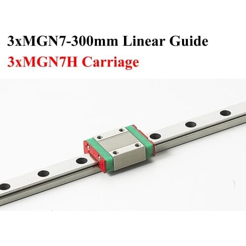 3 Sets MR7 7mm Mini Linear Guide Length 300mm MGN7 Linear Motion Rail With MGN7H Linear Block Cnc