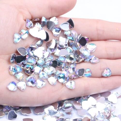 Acrylic Rhinestone 50/500pcs 8mm Heart-Shaped Flatback Earth Faceted Many Colors Choose Strass High Shine Nail Art Decorations