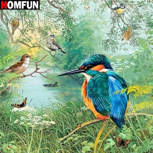 HOMFUN Full Square/Round Drill 5D DIY Diamond Painting "kingfisher bird" 3D Diamond Embroidery Cross Stitch Home Decor