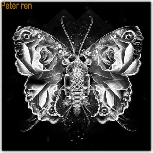 Peter ren Diamond painting cross stitch Full round\square mosaic Arts and Crafts diamond embroidery "Butterfly wing rose"