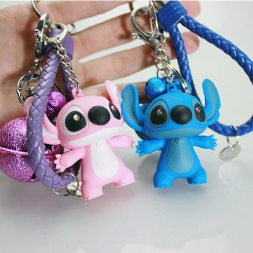Anime Lilo And Stitch Action Figures LED Light Up Sound Stitch Keychains Doll Novelty Toys Brinquedos Gifts