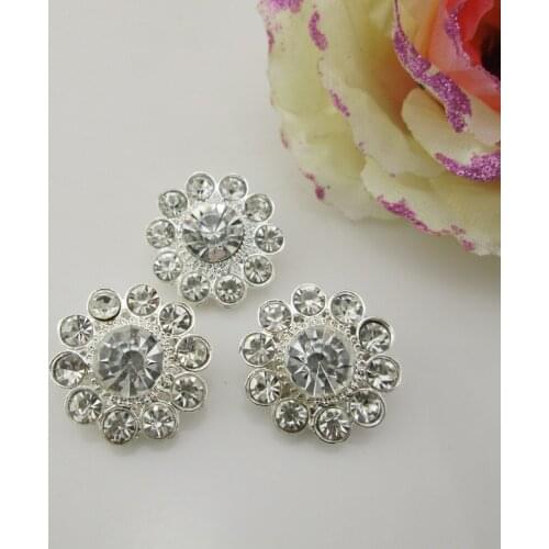 BT224 21mm)5pcs Round Rhinestone Shank Buttons Clothes Sewing Scrapbooking Accessories DIY Crafts