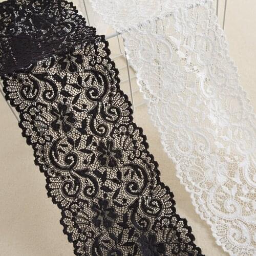 Black and white elastic lace skirt with hollow lace decorative mesh DIY fabric