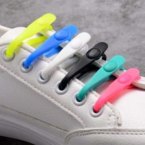 Easy No Tie Shoelaces Elastic Silicone Flat Lazy Shoe Lace Set Kids Adult Waterproof Stretchy Silicone Flat Shoelaces 12pcs