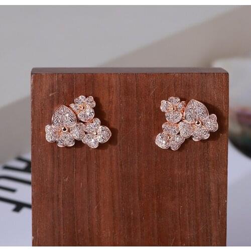 European and American style minimalist designer shiny flower shape studs lady high-level earrings small fresh