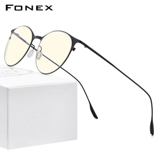 FONEX Anti Blue Light Blocking Glasses Women Brand Designer 2020 New Vintage Round Antiblue Rays Computer Eyeglasses Men FAB016