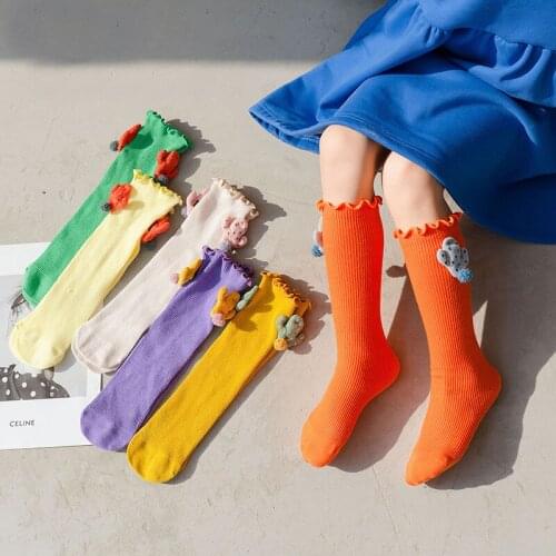 Kids Knee High Socks Children Toddler Girls Summer Spring Cotton Cute Princess Frilly Ruffle Long Sock Kawaii Baby Accessories