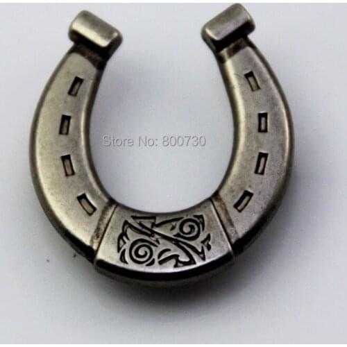 KBM01) 50pc 1" Metal Concho Western Cowboy Single Horseshoe Concho Leathercraft Antique-Silver