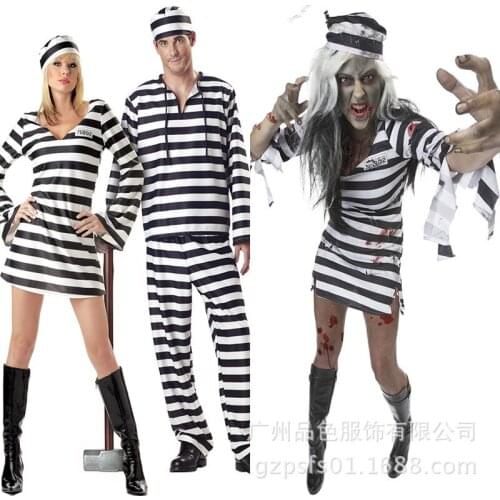 Couple Prisoner Set Halloween Cosplay Costumes Lover Zombie Vampire Cosplay Costumes Man Prisoner Set Girl Prisoner Dress