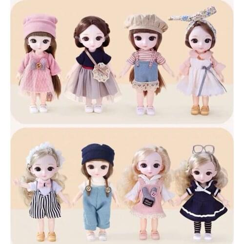 New 16CM Bjd Ob11 Doll 13 Movable Joints Lovely Singer Teacher Princess Clothes Suit DIY Dress Up Toy Children Birthday Gift