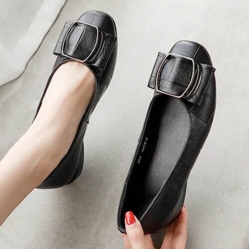 Crocodile Soft leather loafers woman flats eapadrilles square toe slip on ballerina buckle chunky heels oxfords shoes women 2020