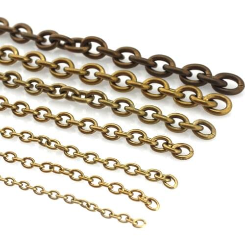 1 Meter Solid Brass O Ring Bags Chain Link Necklace Wheat Chain None-polished Bags Straps Parts DIY Accessories 7 Sizes