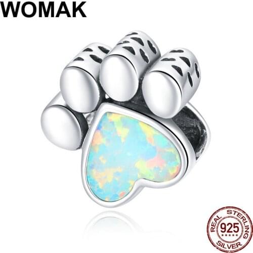 Cute Dog Paw charm DIY woman brand jewelry 100% 925 sterling silver bead pendant fit bracelet making girl Valentines day gift