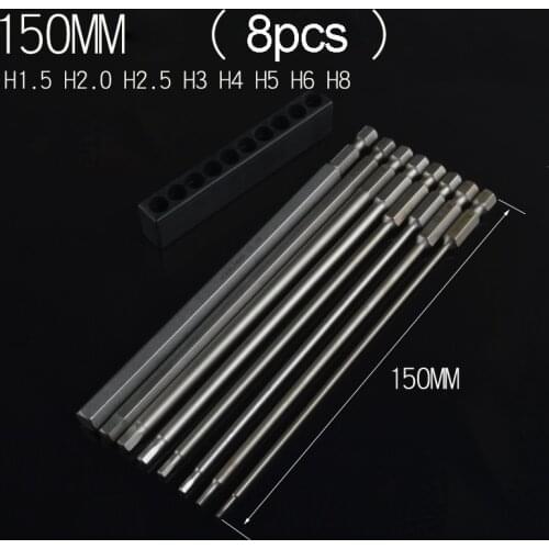 8PCS/lot S2 Steel Magnetic 1/4" 6.35mm Hex Shank 150mm Length Hexagon Screwdriver Bit Set Hand Tools H1.5 H2 H2.5 H3 H4 H5 H6 H8