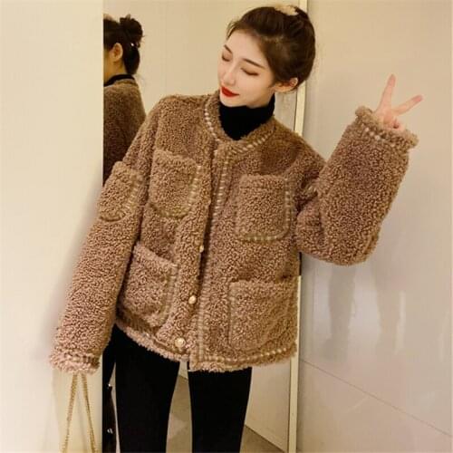 2019 Autumn Winter New Ladies Wind Korean Version Of The Alpaca Fur Hair Loose Loose Thin Warm Jacket Female H00360