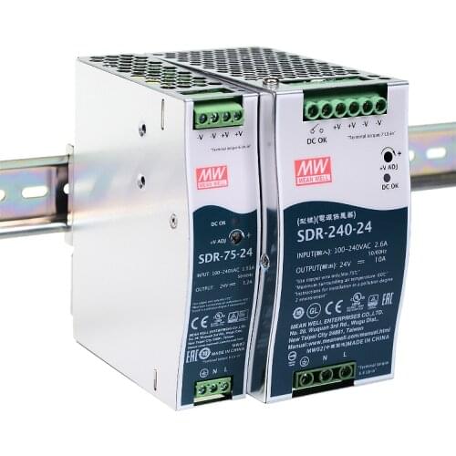 Original Mean Well SDR-75 series meanwell DC 12V 24V 48V 75W Single Output Industrial DIN Rail Power Supply