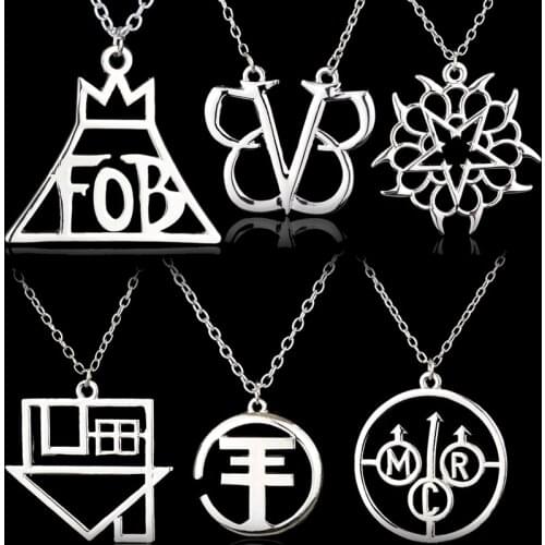 Fashion Rock Band Fall Out Boy FOB Rock Music Logo Necklace Classic Music Jewelry Black Veil Brides Rock Music BVB Logo necklace