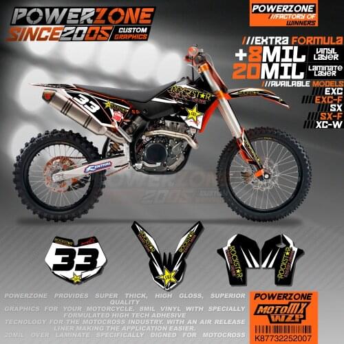 PowerZone Custom Team Graphics Backgrounds Decals 3M Stickers Kit For KTM SX SXF MX EXC XCW Enduro 125cc to 500cc 2007-2011 007