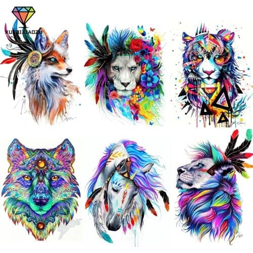 Full Round Diamond Painting "color Animal" Colorful Lion Tiger 5D DIY Diamond Embroidery Cross Stitch Home Decoration Gift CD250