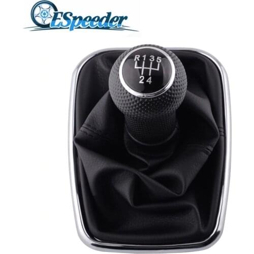 ESPEEDER 5 Speed Gear Shift Knob With Gaitor Leather Boot Cover Shift Knob Shifter Boot Cover For VW Golf R32 Bora MK4 Jetta